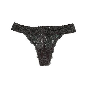 VERA Women's Brown Lace Floral Thong Panty XL